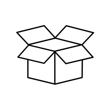 Open cardboard box line icon for delivery and shipping