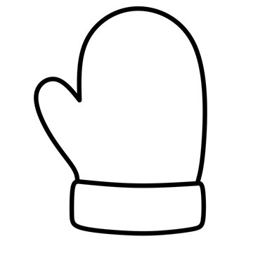 Winter mitten outline vector illustration