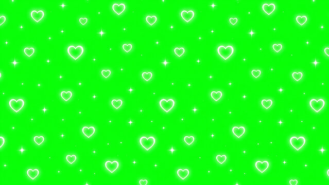 A vibrant green background with subtle heart patterns, perfect for romantic themes and graphic design projects.