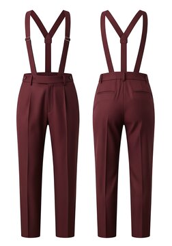 mockup of a maroon color suspender pants