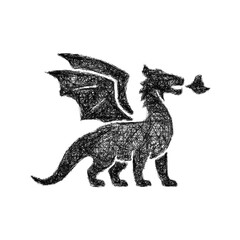 Fototapeta premium Monochrome sketch dragon icon design