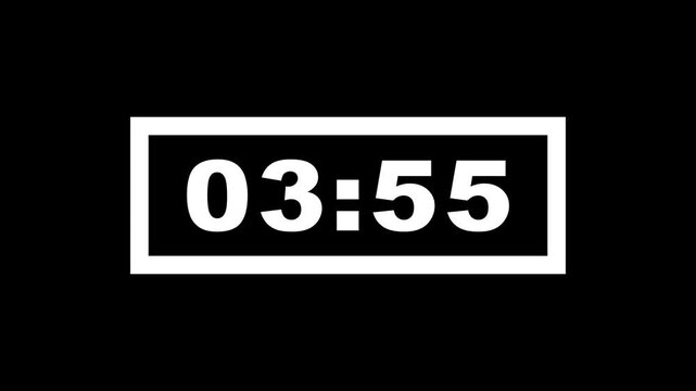 4 minute timer countdown animation, 240 to 0 countdown four minute countdown timer animation. Animated rectangle shaped stylish smooth tailed line indicator. four minute timer video in 4k.