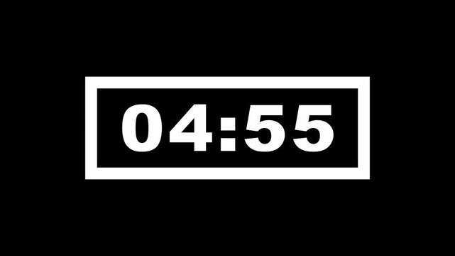 5 minute timer countdown animation, 300 to 0 countdown five minute countdown timer animation. Animated rectangle shaped stylish smooth tailed line indicator. five minute timer video in 4k.