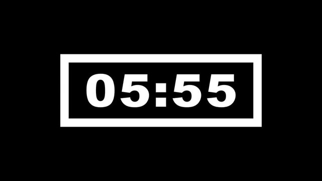 6 minute timer countdown animation, 6 minute down 5 minute  six minute countdown timer animation. Animated rectangle shaped stylish smooth tailed line indicator. six minute timer video in 4k.