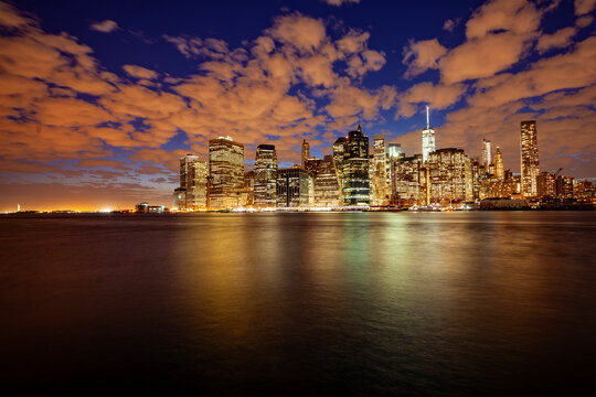 A beautiful evening photo of lower Manhattan in New York City