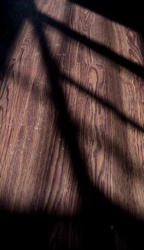 Slow motion vertical close up video of a hand scratching an itchy bare foot and ankle. The person sits on a wooden floor in the sunlight, suffering from a skin allergy, bug bite, or irritation.
