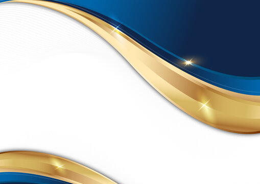 Corporate certificate background with gold wave and navy flowing design