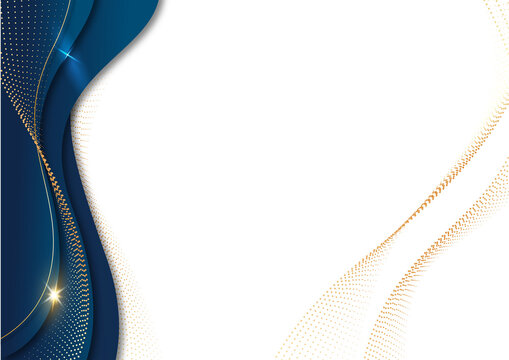Business certificate background with navy wave and gold flowing lines