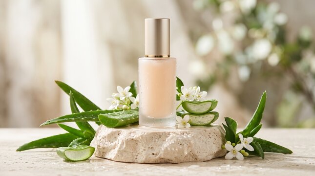facial serum skincare product aloe vera cosmetic natural skincare anti aging serum hydrating face oil botanical extract organic beauty product face moisturizer glass dropper bottle