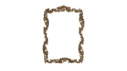 Fototapeta premium Rectangular gold filigree scrollwork picture frame on a transparent background