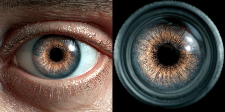 Close up eye with detailed iris and surrounding features artistic rendition visual concept