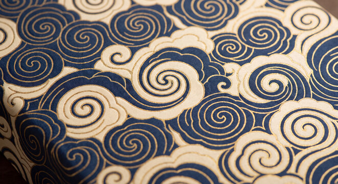 Close-up of traditional moir&eacute; wavy pattern brocade fabric