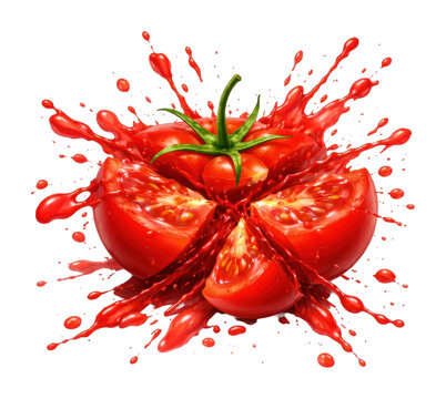 PNG Fresh tomato splash explosion