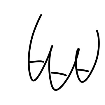 Abstract black hand drawn wavy line with repeated peaks and curved sections isolated on a white background