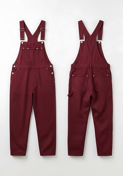 mockup of a maroon color overalls