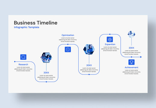 Minimalist Business Timeline Infographic Template for Company History Milestone Layout