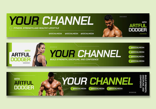 Green and Black Gym Fitness Social Media Cover Template