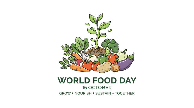 Fresh vegetables and plant sprout for world food day healthy eating and agriculture concept.