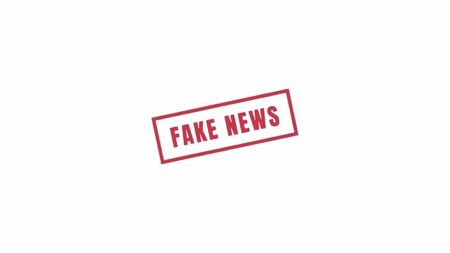 Dirty Red Stamp  "FAKE NEWS" Impact animation on transparent background. Fake news rubber stamp animation  stamp zooming and hit effect 4k video with Alpha Channel
