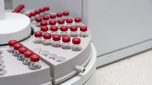 Laboratory Autosampler Tray with Medical Vials for Analysis