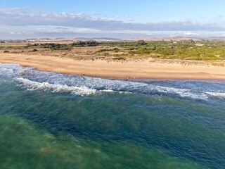 bird's-eye view to the Playa Mangueta between El Palmar de Vejer and Zahora and the wide empty landscape of Andalusia, Costa de la Luz, Spain © keBu.Medien