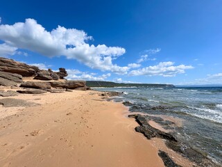 Playa de Mari Sucia beach and dunes the near Faro de Trafalgar lighthouse with a view over the Cala del Varadero bay, Zahora, Conil de la Frontera, Vejer de la Frontera, Costa de la Luz, Spain © keBu.Medien