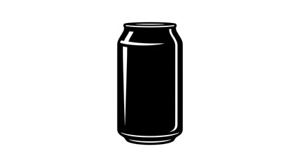 Fototapeta premium Isolated black soda can silhouette in flat vector style for beverage branding, refreshment