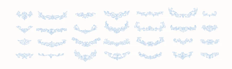 Fototapete Sportgeschäft Set of doodle rococo or baroque decoration design elements for packaging, wedding greeting card or scrapbooking. Hand drawn vintage vector illustration.  © merfin