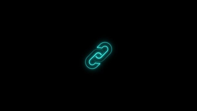 Neon glowing link animation, digital connection and hyperlink concept