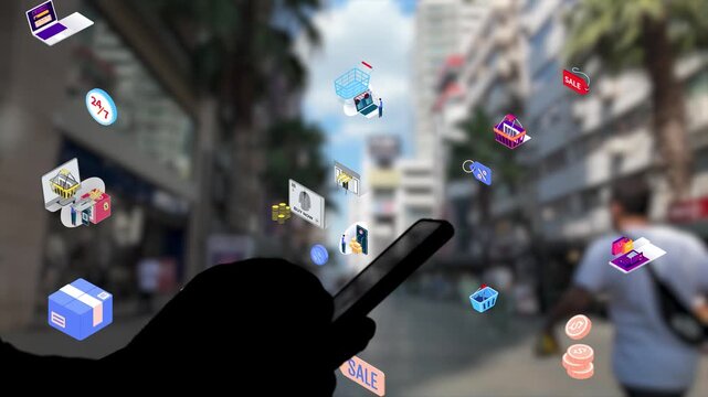 Omni channel technology of online retail business method. Multichannel marketing on social media network platform offer service of internet payment channel, online retail shopping and omni digital app