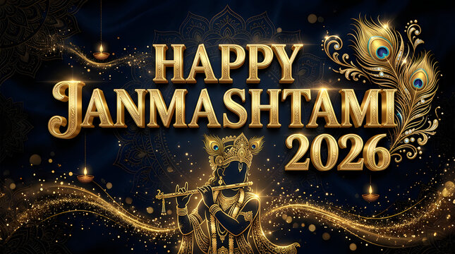 Festive Janmashtami celebration with traditional decorations and glowing lights
