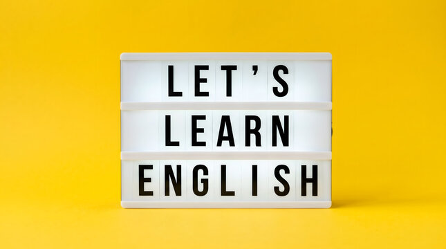 Message, Lightbox. Lets learn english lightbox message on a bright yellow background