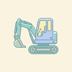 Naklejka premium Modern Mini Excavator Construction Machine Graphic Illustration