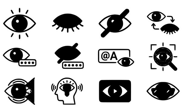Eye visibility eyesight and show hide password flat vector