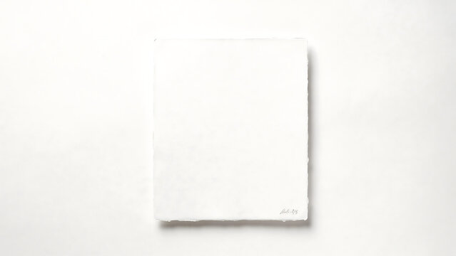 Blank piece of handmade deckle edge paper isolated on white background