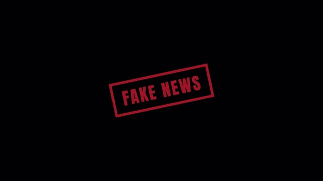 Dirty Red Stamp  "FAKE NEWS" Impact animation on transparent background. Fake news rubber stamp animation  stamp zooming and hit effect 4k video with Alpha Channel