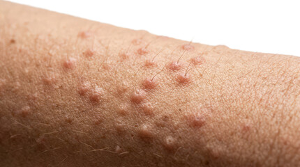 Fototapeta premium Closeup of keratosis pilaris on human arm skin isolated on transparent background