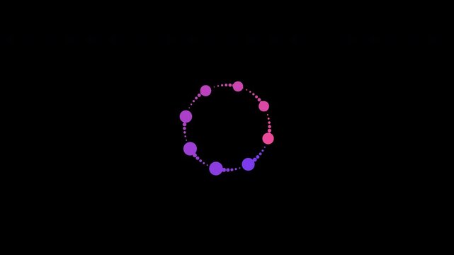 Orbiting Dots Loading Animation in Purple and Pink with Transparent Background