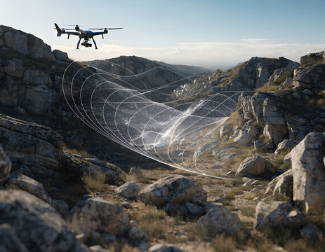 Drone Photogrammetry Survey Creating Detailed Three Dimensional Terrain Reconstruction Model
