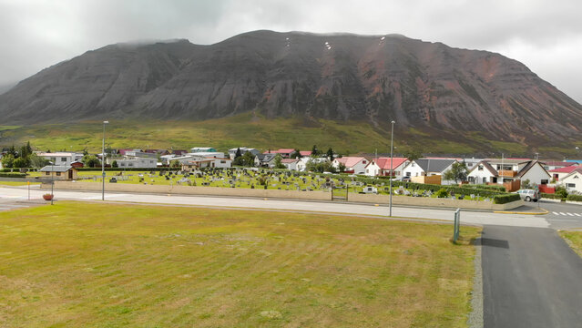 Aerial view of Olafsfjordur fjord, Iceland