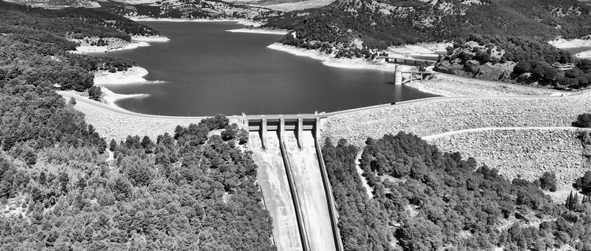 Aerial view of dams along Caminito del Rey - Andalusia, Spain