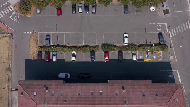 Electric Vehicle Charging Station and Parking Area From Above