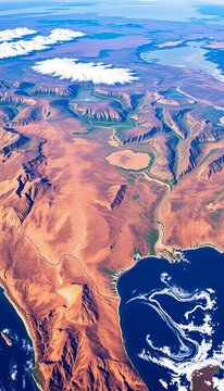 Aerial view of the contiguous United States, showing diverse landscapes from coast to coast,  states,  landscape