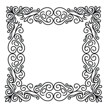 Bold curvilinear floral square border illustration