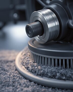 Close-up of Wheel Axle and Brush Attachment on Cleaning Device