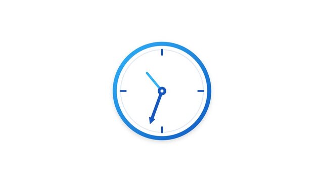 Blue analog clock ticking rapidly in this minimal motion video showing time passing with sleek modern graphic design elements