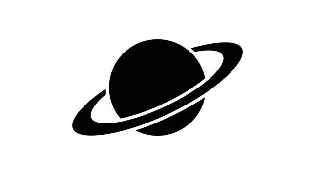 Planet Saturn with rings space icon.