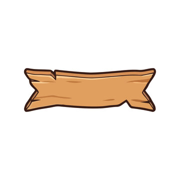 Old wooden banner sign with rustic texture for text and design elements in a cartoon style Vector