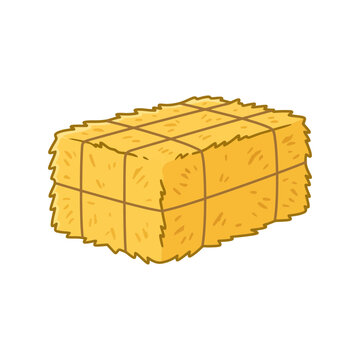 A single rectangular hay bale made of dried golden straw for farm and agriculture harvest Vector
