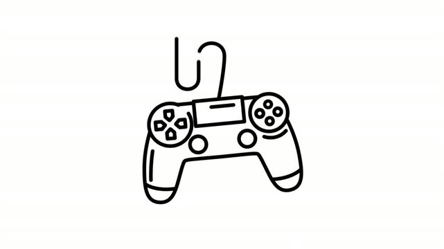 Remote controller animated icon showing game controller with wireless signal lines outline